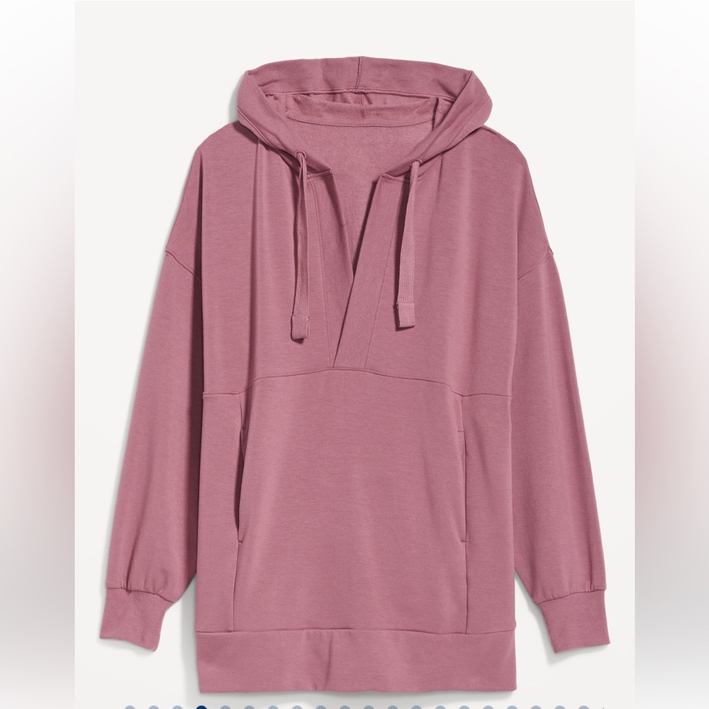 Old Navy Live-In Cozy-Knit French-Terry Tunic Hoodie for Women Rosebloom XL NWT